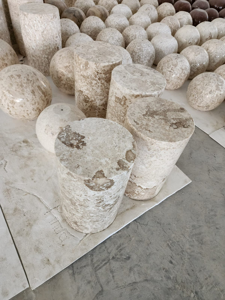 Lakey Side Table - Crema Marble
