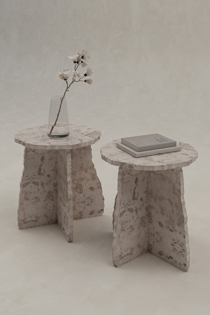 Willow Side Table - Crema Marble