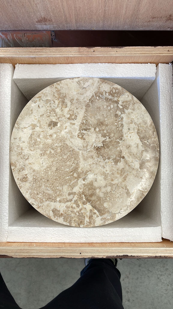 Lakey Side Table - Crema Marble