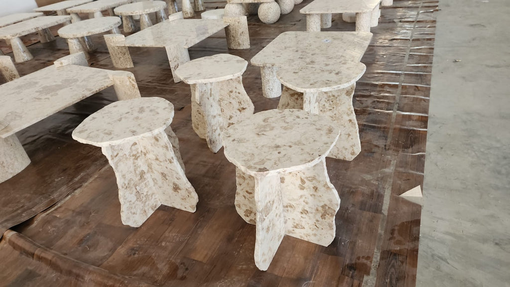 Willow Side Table - Crema Marble